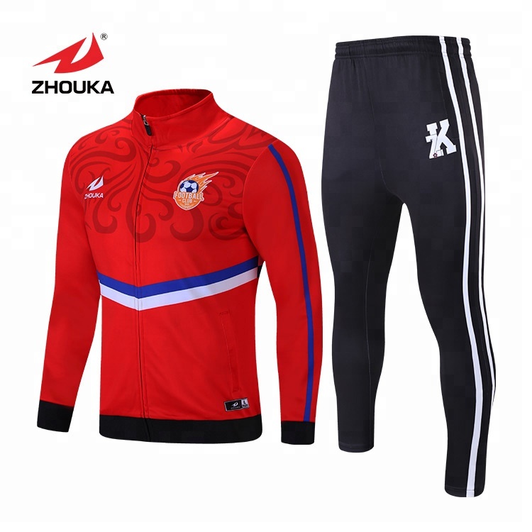 Custom Red Training Tracksuit Set for Football Teams OEM Service Automated Cutting Technique Designed Specifically for Club