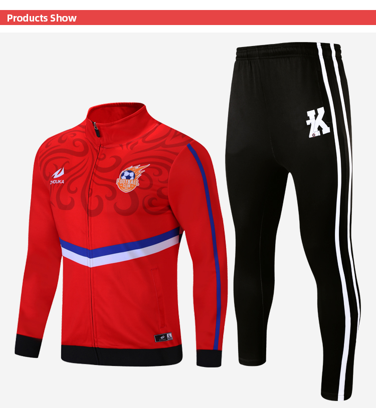 Custom Red Training Tracksuit Set for Football Teams OEM Service Automated Cutting Technique Designed Specifically for Club@详情6.jpg
