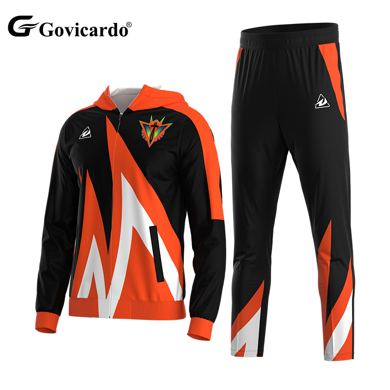 Custom Designed Men's Hooded Tracksuit Casual Jogging Soccer Training Suit with Sweatpants Set Style