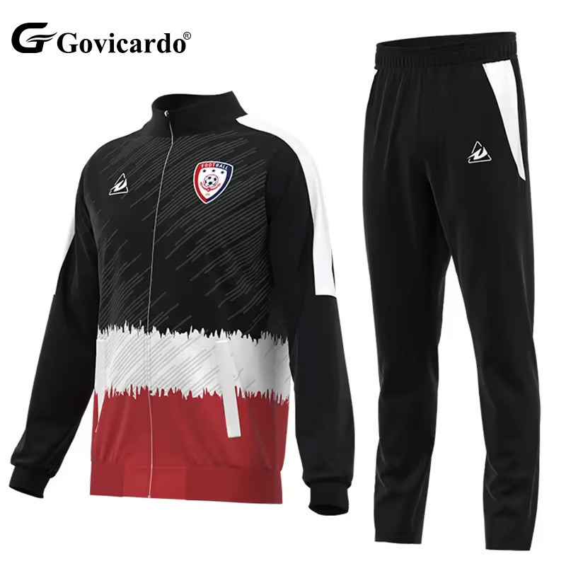 Custom Sportswear Sublimated Long Sleeve Men Soccer Training Jacket Football Suit Zipper Breathable Quick Dry Soccer Tracksuit