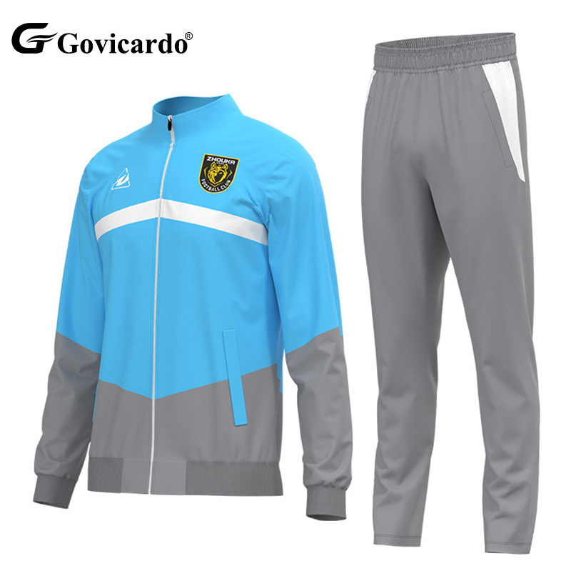 Custom Men's Soccer Training Tracksuit Sublimated Football Club Jacket Pants Set Automated Cutting Technique