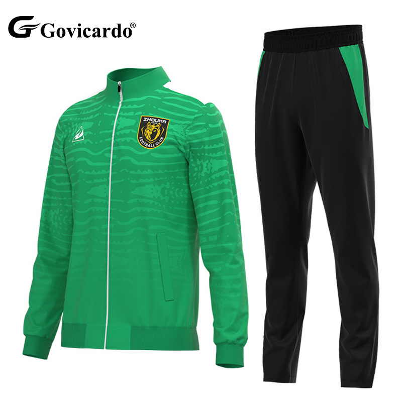 New Style Custom Full Zipper Warm Comfortable Men Soccer Tracksuit Sets Running Windproof Sportswear Adult Football Jacket Suits