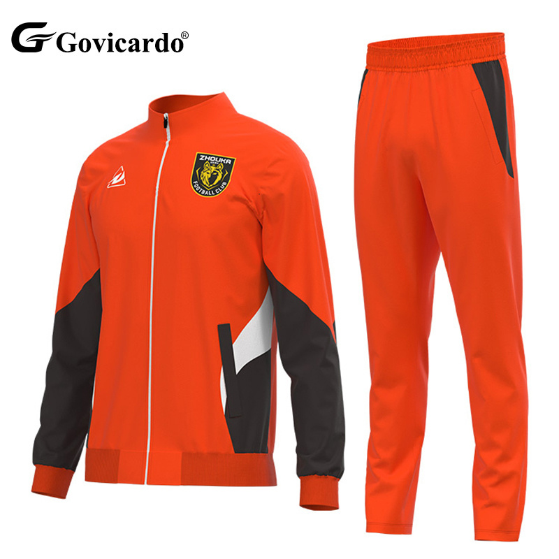 Factory Outlet Custom Sublimation Logo Pattern Men'S Football Jacket Suits Long Sleeve Sportswear Adult Soccer Tracksuit Sets