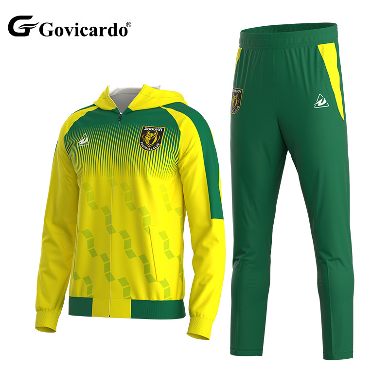 OEM Club Team Soccer Training Tracksuits Blank Soccer Jackets Custom Polyester High Quality Hooded Training Football Jacket Set