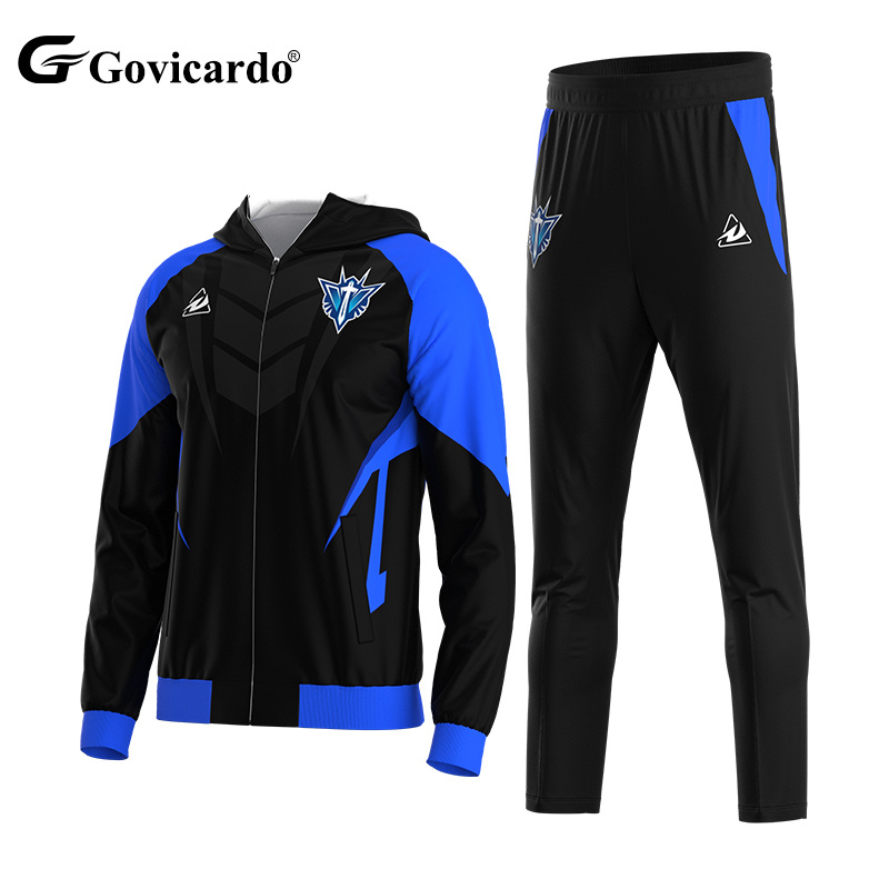 High Quality Custom Soccer Training Kit Full Sublimation Hooded Jacket Set Manufacturer's Sportswear for Football Players