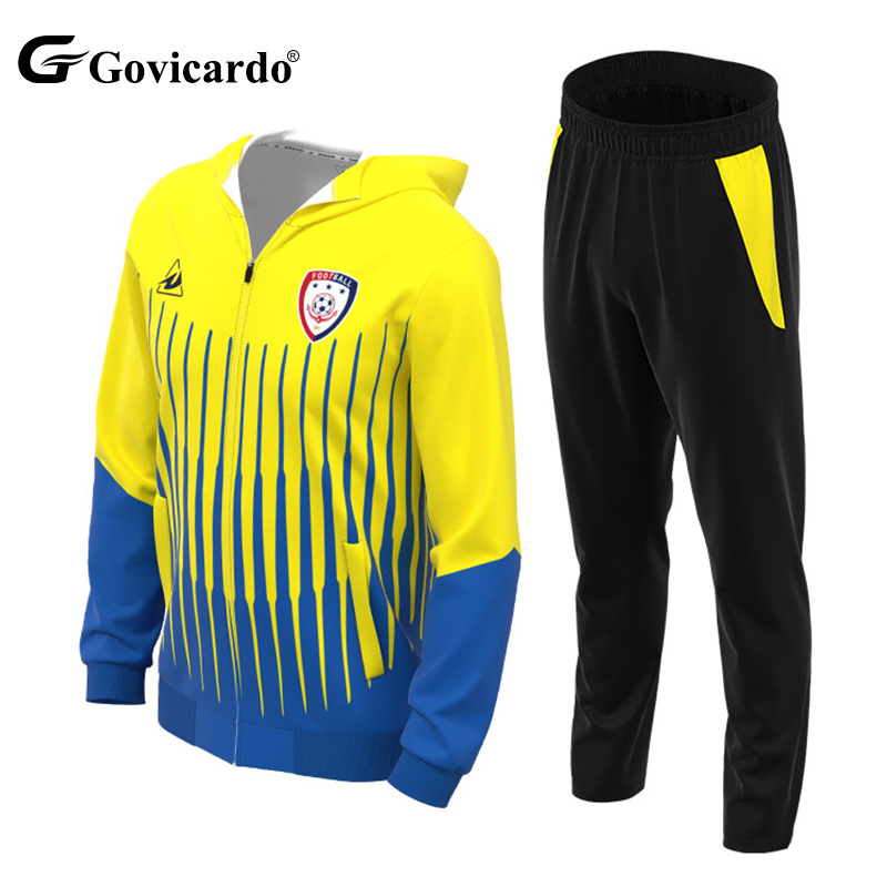 Men's Custom Sublimation Soccer Tracksuit Breathable Full Hoodie with Long Sleeves Team Club Logo Jacket Low MOQ Sport Wear Sets