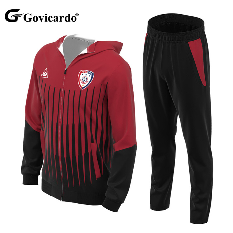 Top Quality Custom Comfortable Breathable Fabric Soccer Jacket and Pants Outdoor Warm Long Sleeve Football Tracksuit Sets