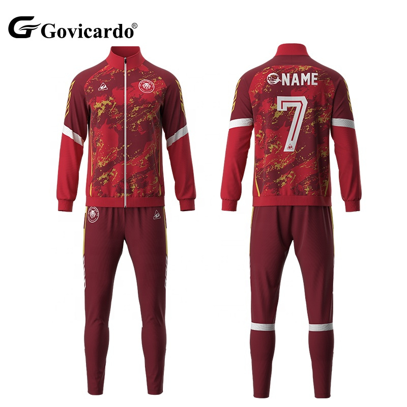 Customizable High Quality Polyester Breathable Soccer Jacket Sets Long Sleeve Warm Adult Football Track Suits Men Club Included