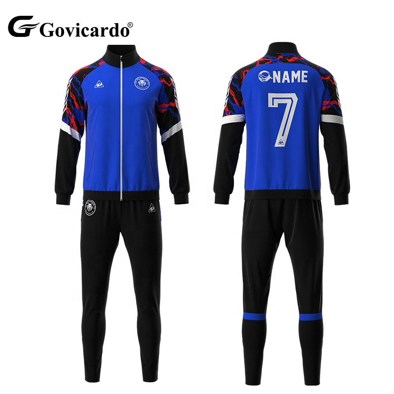 Men's Vintage Fashion Training Soccer Jacket Long Sleeve Pants Set Custom Warm Football Gear for Adults Automated Cutting