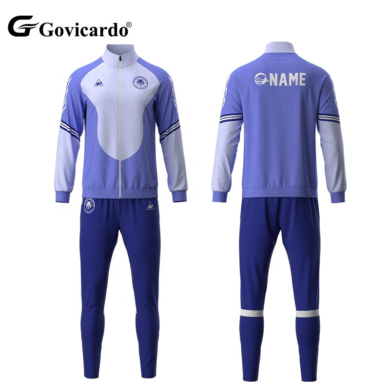 Custom High Quality Quick Dry Retro Winter College Football Jackets Kits Full Zip Warm Soccer Training Tracksuit for Adults