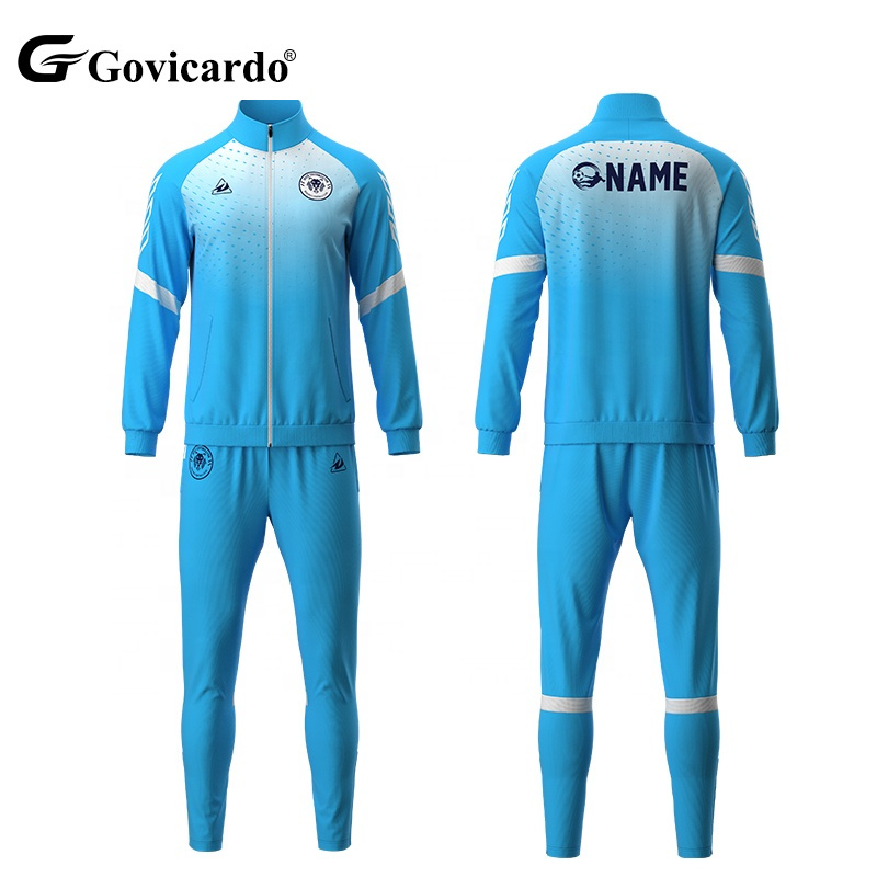 OEM ODM Custom Vintage Soccer Wear Full Zipper Breathable Quick Dry Track Suits Digital Print Logo Pattern Football Jackets Kits