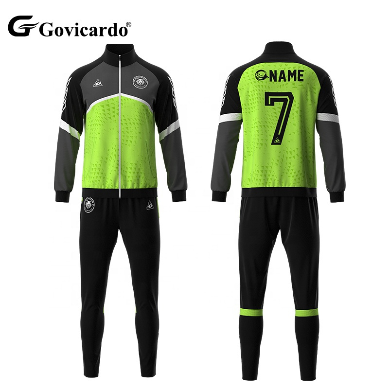 Custom Casual Sport Training Football Jacket Tracksuit Sets Full Zipper Breathable Classic Retro Adult Soccer Wear OEM Service