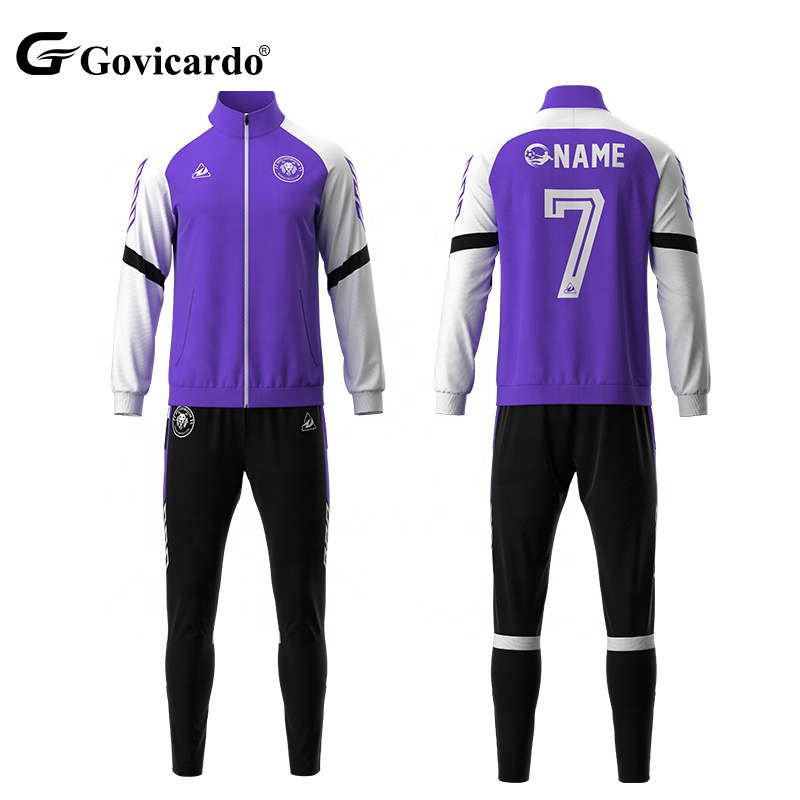 OEM Custom 100% Polyester Breathable Soccer Jacket Comfortable Adult Football Sportswear Sets Sublimated Tracksuit