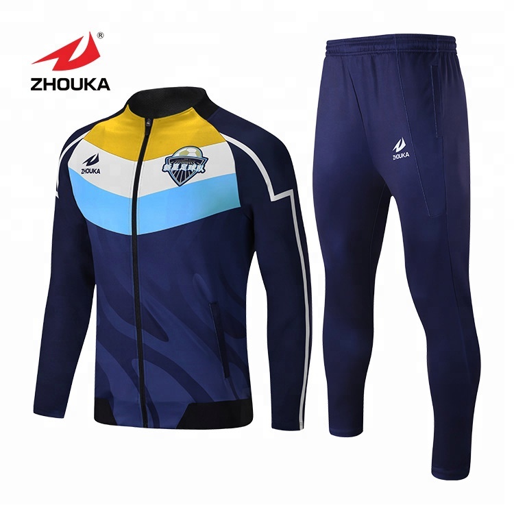 Govicardo Sportswear Custom Yellow White Blue Color Combination Tracksuit for Soccer Team Club