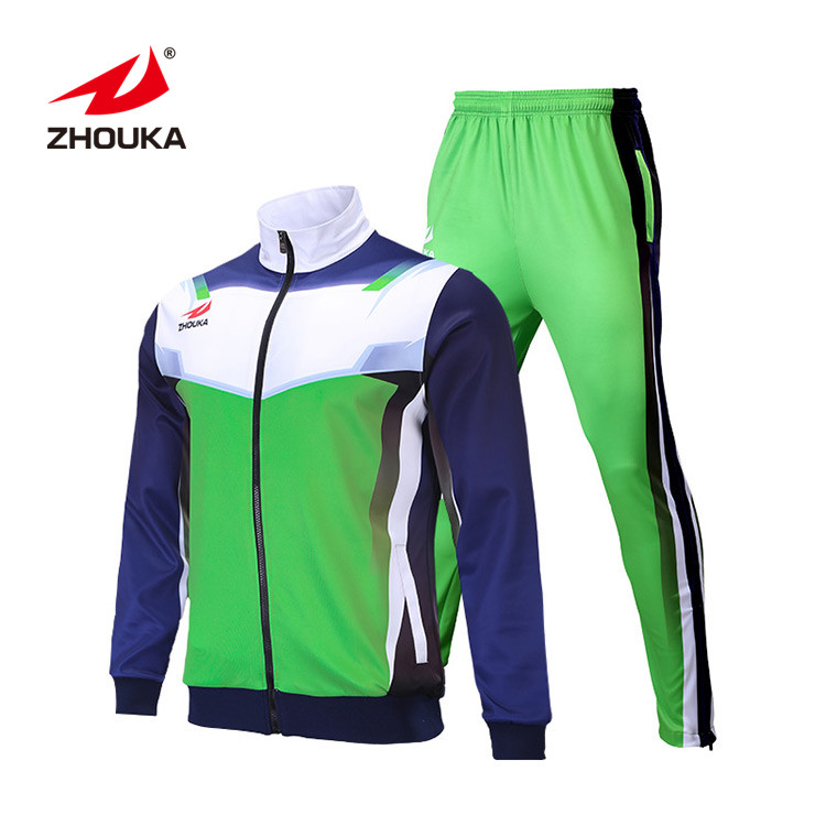 Wholesale Jogging Suit Green and Blue Uniform Sublimation Training Jogging Wear for Men