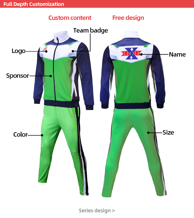 Wholesale Jogging Suit Green and Blue Uniform Sublimation Training Jogging Wear for Men@详情9.jpg