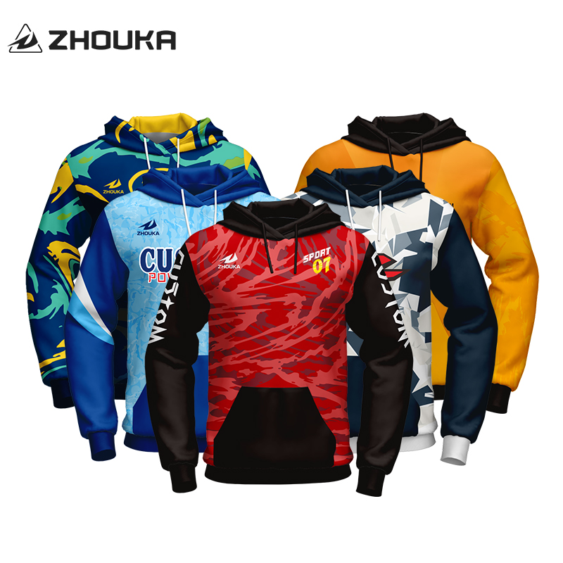 Wholesale Custom Men's Hooded Sweatshirt High Quality 100% Polyester Team Sportswear Full Sublimation Print Hoodie for Winter