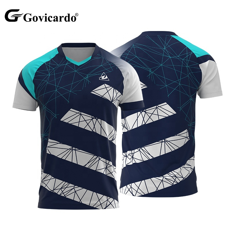 Manufacturer Custom Digital Printed Logo Name Quick Dry Breathable Badminton and Volleyball Shirt Jerseys for Men Tennis Wear