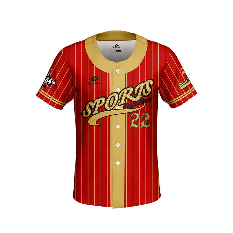 Custom Stripes Baseball Shirt Red and Gold Softball Shirt Su