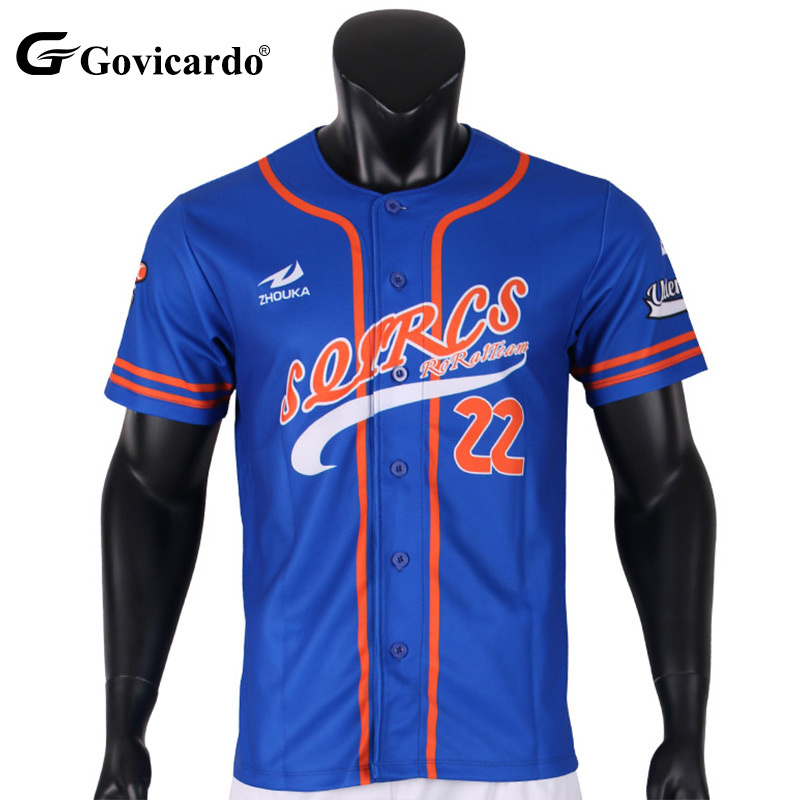 Custom Embroidered Logo Youth Men Baseball Jerseys Blue Breathable Softball Uniform Shirt Sublimated Stitched Design Your Own