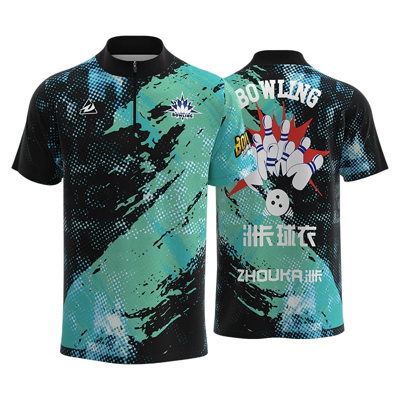 Customization Polyester Sublimated Printing Zipper Bowling Shirts Wholesale Custom Original Quality Bowling Jerseys for Men
