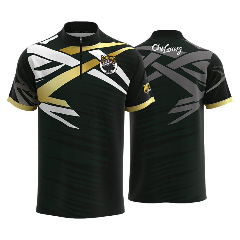 Free Design Custom Short Sleeve 1/4 Zipper Team Club Bowling Jersey Sublimation Casual Quick Dry Bowling T-Shirts for Men