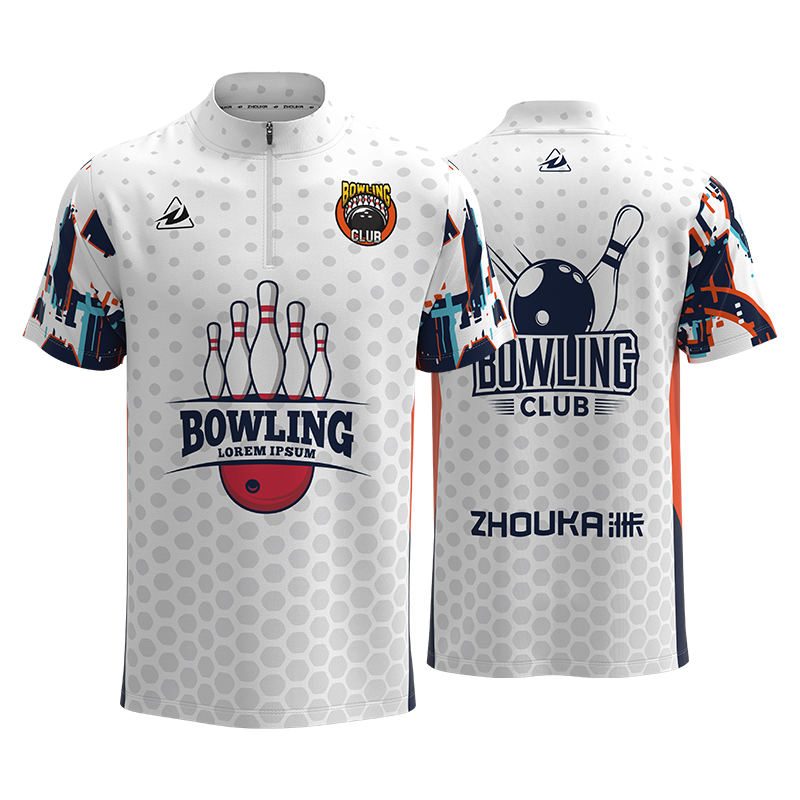 Wholesale Custom Sublimation Breathable Vintage Bowling Shirt With 1/4 Zipper Polyester Printed Logo Sports Bowling Jersey
