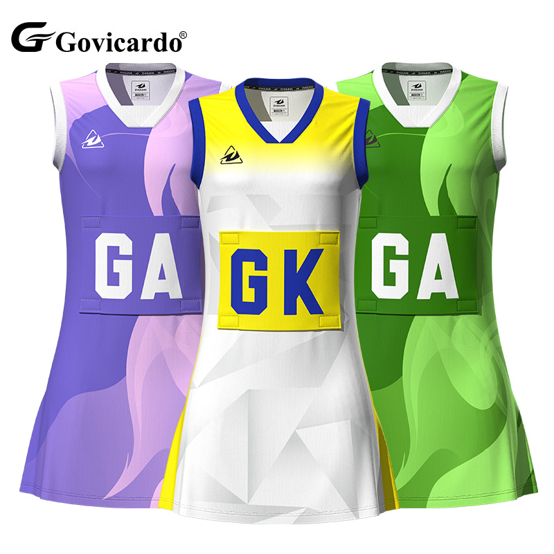 Custom Designed Polyester Breathable Skirt Dress Sublimation Netball Jersey for Women & Girls Team Uniform Tennis Wear