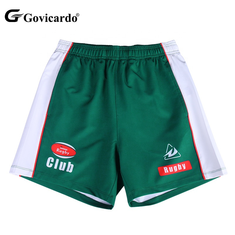 OEM Custom High Quality Polyester Breathable Rugby Shorts for Men Sublimation Design Football Training Footy Shorts with Pocket