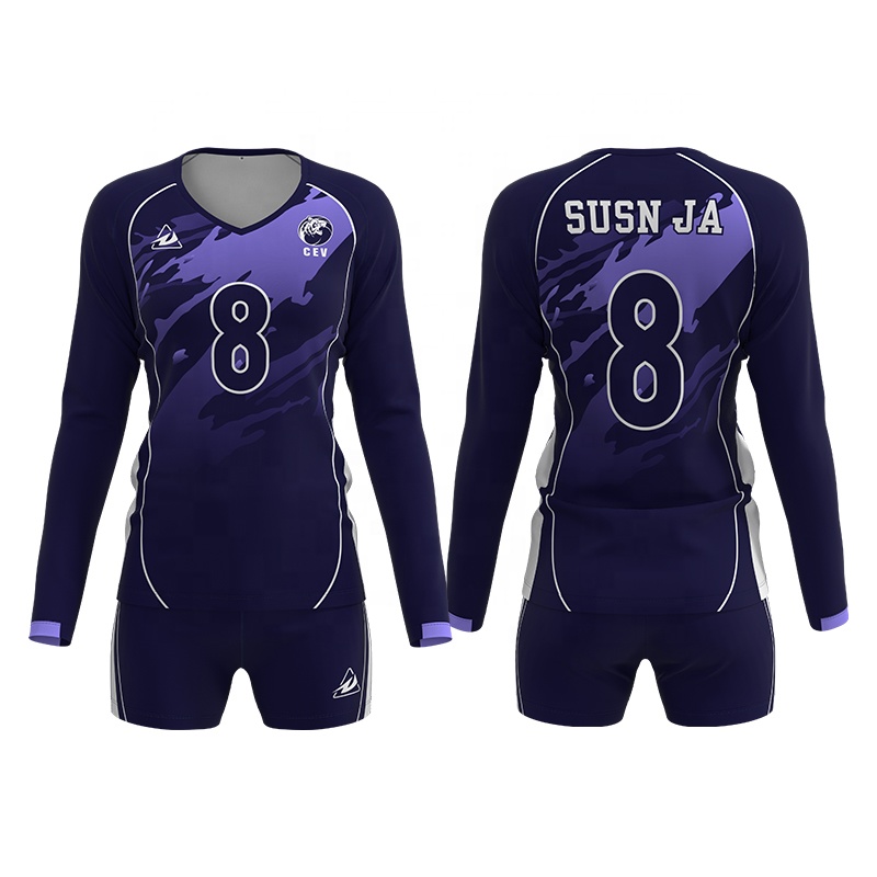 2024 Customized Design Long Sleeve Wear Volleyball Jersey and Shorts Classic Fashion Printing Clothes Women Volleyball Uniform