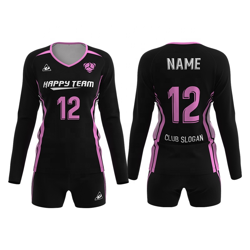 Women's Custom Designed Long Sleeve Volleyball Uniform Set Q