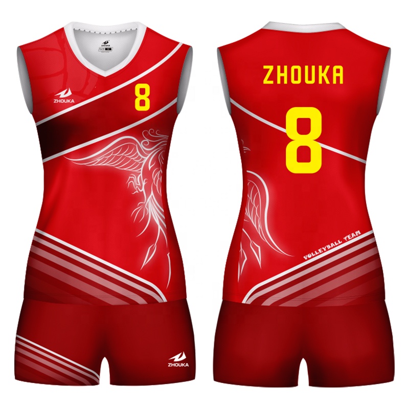 Best Selling Women's Breathable Volleyball Jersey Uniform and Tracksuit Set with Colour Printing Number Sportswear Designs