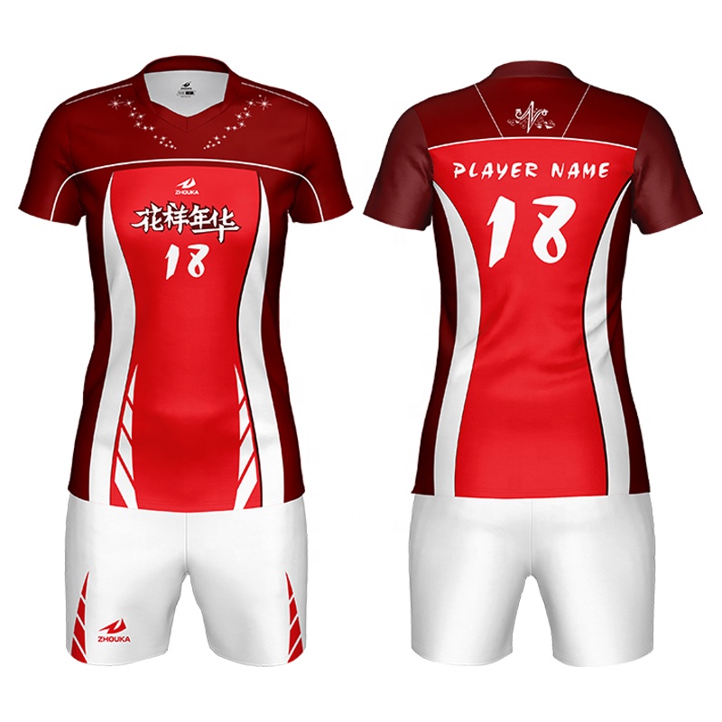High Quality Unique Fashion Female Volleyball Wear Wholesale Sublimation Printing Numbered Jersey Sportswear Unique Volleyball