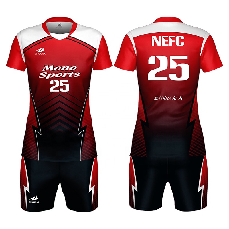 Best Quality Women's Volleyball Jersey Design Your Own Logo Short Sleeve Pan 100% Polyester Customizable Uniform Set