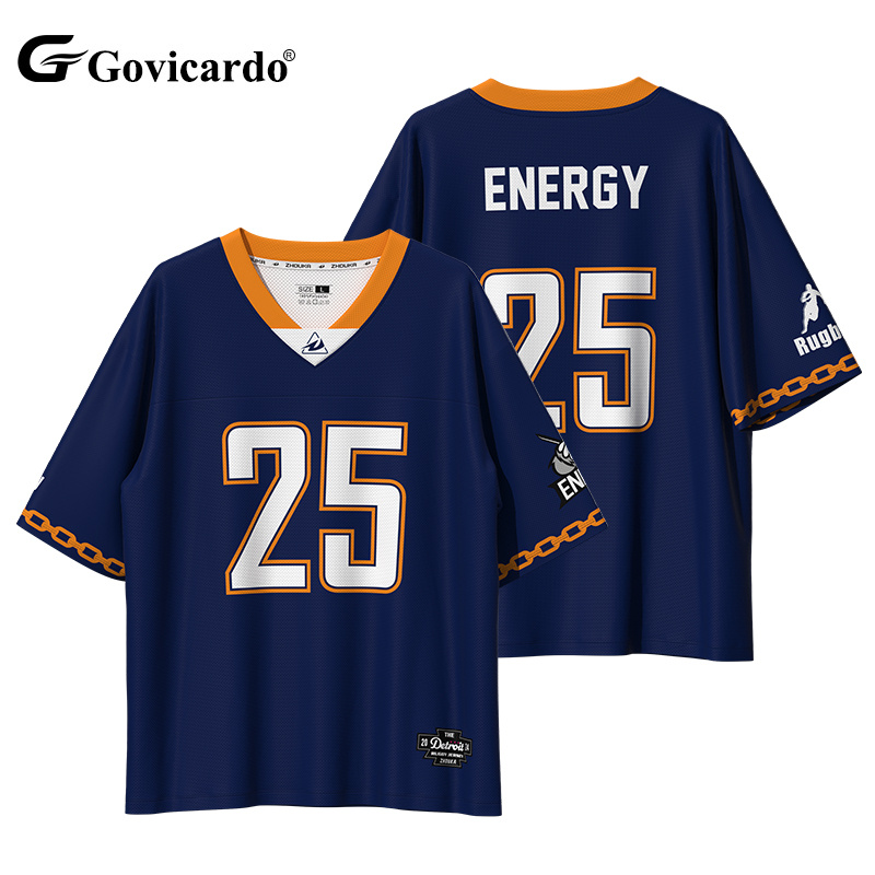 OEM Custom Polyester American  Football Jersey Embroidered Logo Streetwear Sports Top Sublimation Jersey