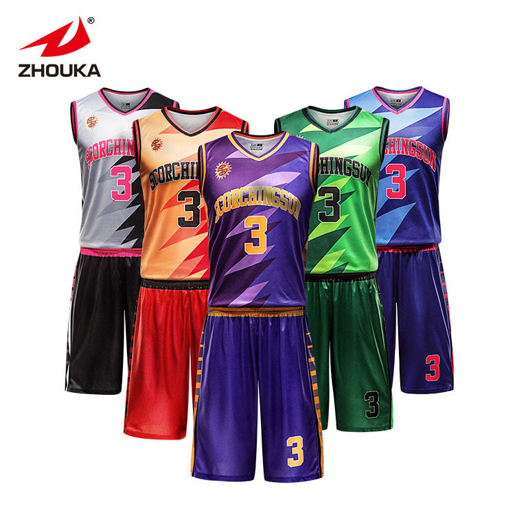 Adult Men's Basketball Jersey Custom Design Sublimation Colorful Pattern Sleeveless Basketball Uniforms Set