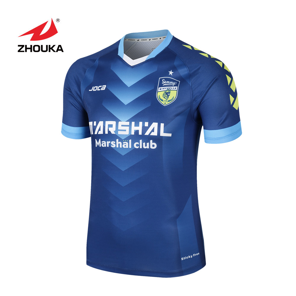 OEM Soccer Wear Manufacturer Sublimation Light Blue Custom Team Soccer Jersey Wholesale