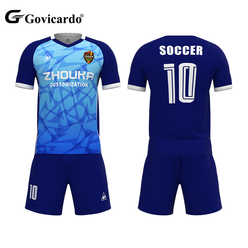 100% Polyester Men's Soccer Team Jerseys Quick Dry V-Neck Un