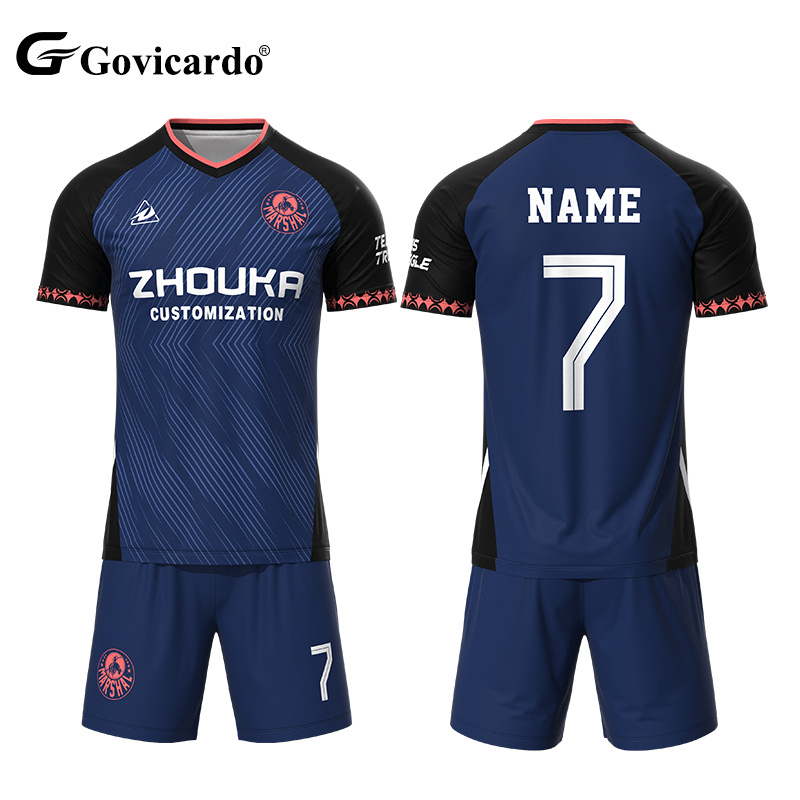 High Quality 100% Polyester Soccer Jersey Set Unisex Football Uniform Custom Designed Sublimation OEM Service for Club Team Name