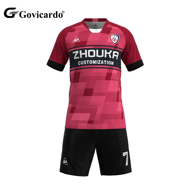 Wholesale Custom Men's Soccer Jersey Set Team Club Polyester Sublimated Uniform Kit with Embroidery OEM Service Available