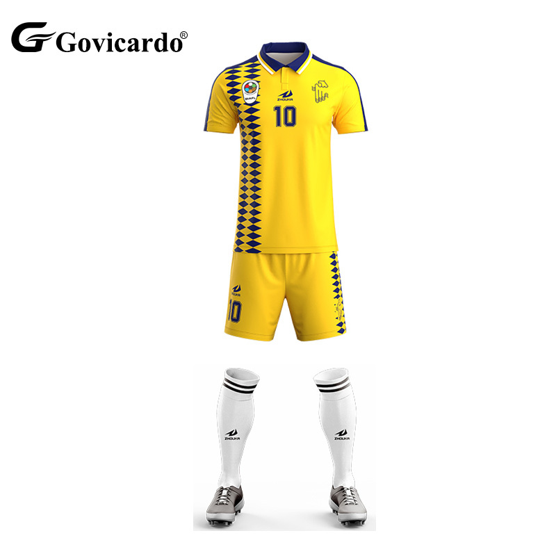Custom Yellow Soccer Jersey Uniform Set POLO Shirt Player Version Men's Football Wear