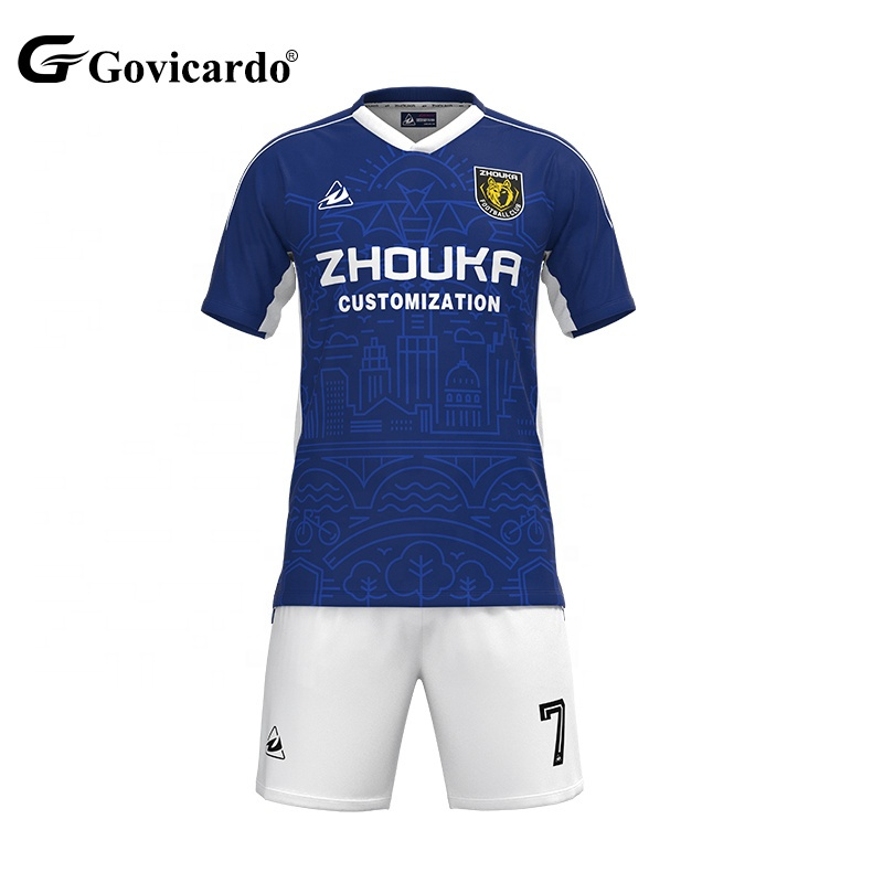 Custom Men's Soccer Uniform Set New Design Breathable Football Jerseys Kit Sublimation Printed Soccer Team Wear Football Shirt