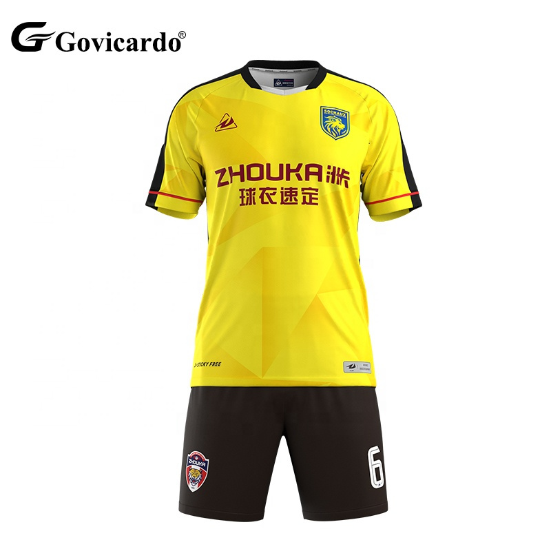 Wholesale Custom Crew Neck Digital Print 100% Polyester Quick Dry Breathable Mesh Soccer Jersey Uniform Set for Men