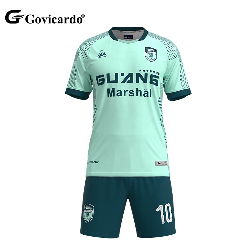 Men's Custom Soccer Jersey Set Quick Dry Breathable Football Shirt Sublimation Printed School Team Uniforms Automated Cutting