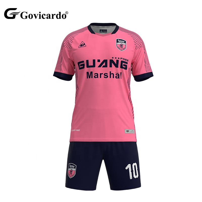 High Quality Custom Men's Pink Football Jersey Kits OEM Service Sublimation Soccer Wear Set