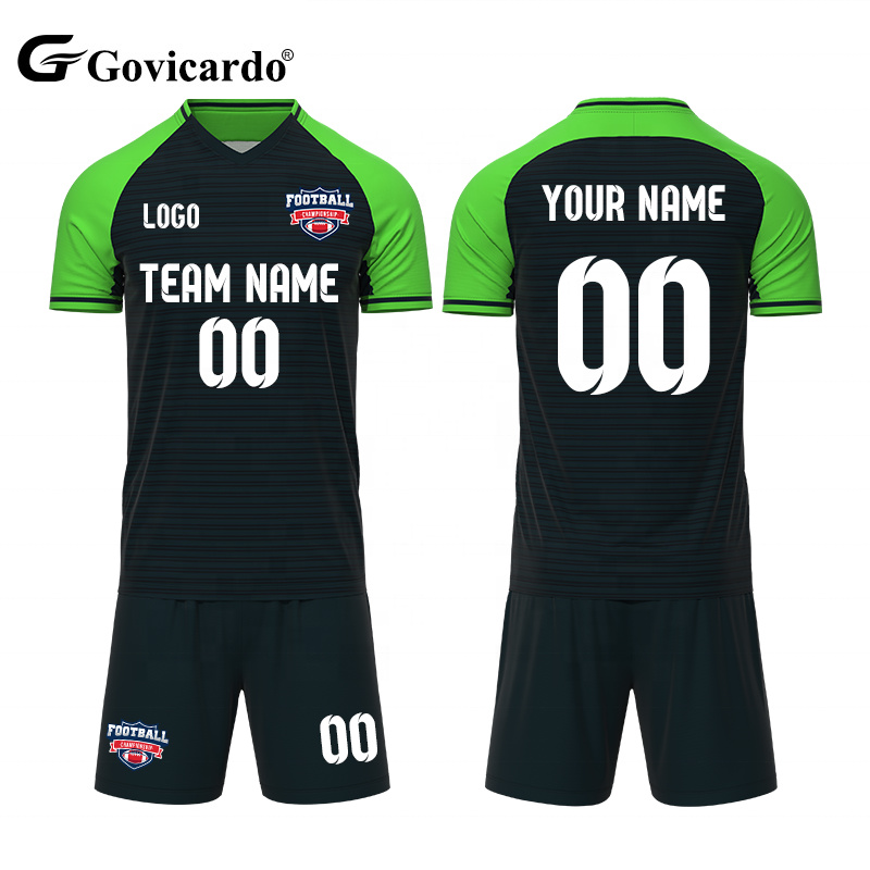 Dropship Custom Youth Club League Logo Football Uniform Kits Retro Classic Soccer Jersey Sets Breathable Men Soccer Wear Suit