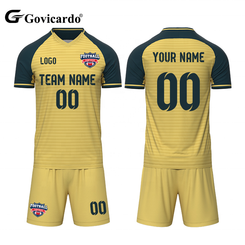 Pure Quality Jacquard Comfortable Men Football Jersey Shirt Sets Sport Training Soccer Uniform Kits Quick Dry Adult Soccer Wear