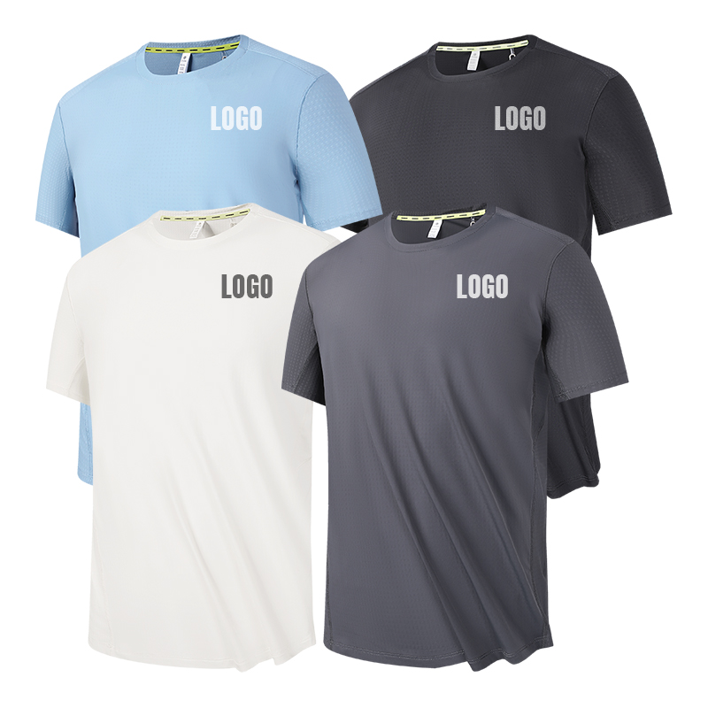 Men's Summer Workout T-Shirt Quick Dry Polyester Spandex Fitness Training Top for Gym Running Breathable Sport Plus Sizes