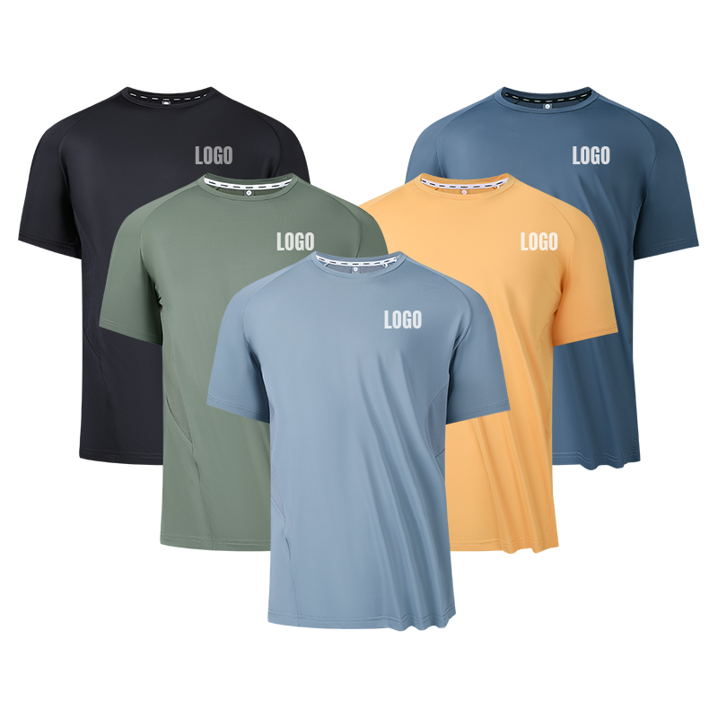 Men's Casual Fitness Gym Training Running T-Shirt Wholesale Custom Logo Lightweight Spandex Sportswear for Summer Print Casual