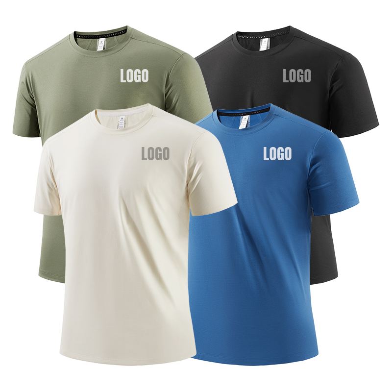 Men's Custom Short Sleeve Gym Running T-Shirt Quick Dry Breathable Polyester Sport Training Wear Plus Size Fitness Sportswear